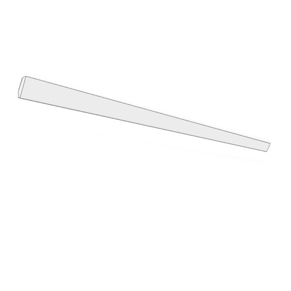 Angled crown moulding. 3 1/4" wide, 5/8" thick, 95 1/2" long. places on wall 3" high, 1 1/2" deep. Finished on front and bottom.